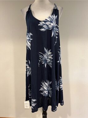 Lascana Navy Floral Sleeveless Swing Dress with beads size 12